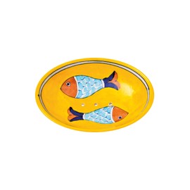 Tranquillo Ceramic soap dish handpainted fish with holes for water drainage 13 x 9.5 x 2 cm