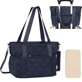 FCQQYWZ Quilted Diaper Bag Tote for Baby Bags with Changing Pad, Large Mommy Bag for Women Travel Maternity Bag, Shoulder Diaper Bag Nappy Storage Tote Bag Travel Hospital-Black
