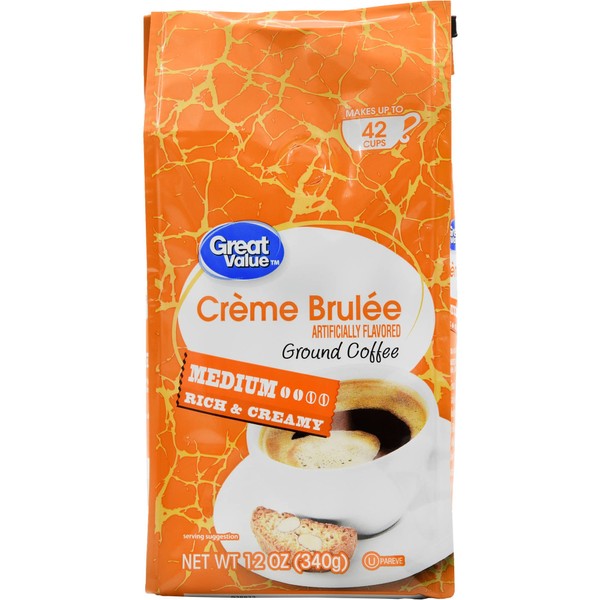 Great Value Crème Brulèe Medium Roasted Ground Coffee, 12 oz (pack of 2)
