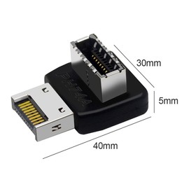 2x USB 3.2 Front Panel Internal Connector Type-E 90 Degree Angled Adapter USB C Header 90 Degree Adapter (PH74A)