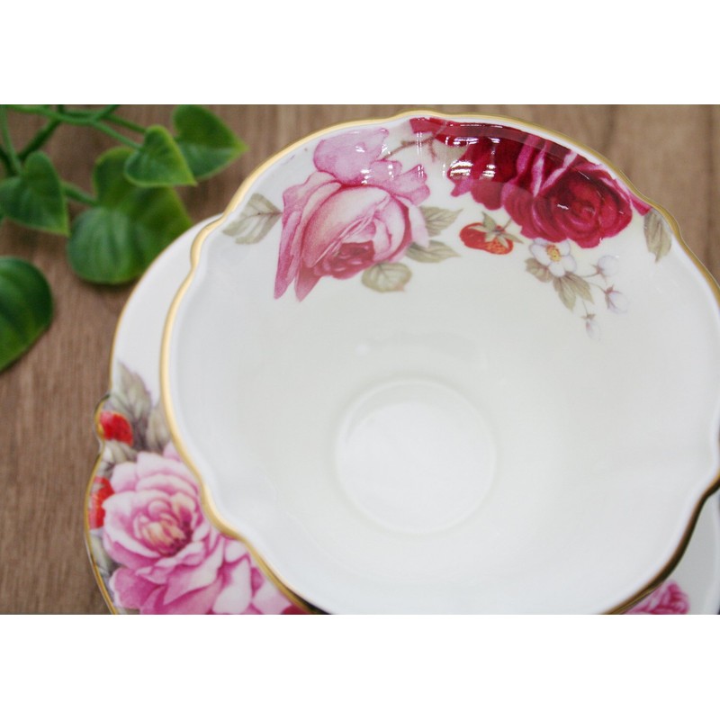 Royal Arden 37101 Bone China Cup & Saucer, Rose Pattern,
