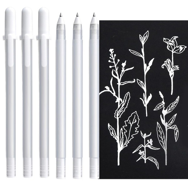 Altaroo 6er Weißer Stift, White Gel Pen 0,8mm Spitze, Weißer