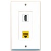 RiteAV 1 Port HDMI 1 Port Cat5e Ethernet Yellow Wall