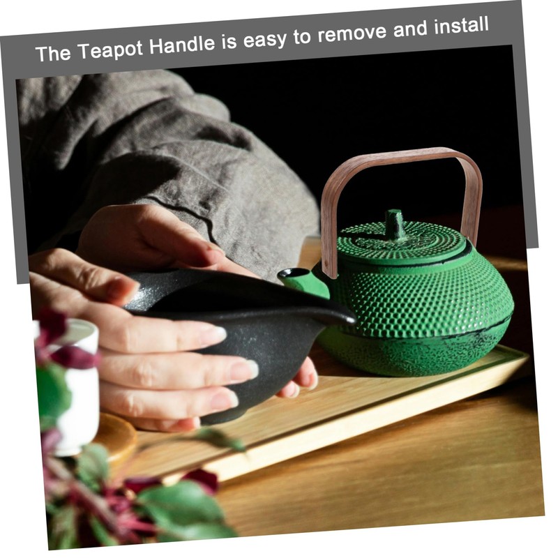 SHOWERORO 2pcs Retro Wooden Teapot Handle Replacement Ergonomic Kettle Grip