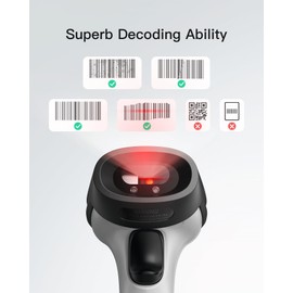 Inateck Bluetooth Barcode Scanner, 1 Charge 180 Days Standby, 35m Range, Automatic Fast and Precise scanning, BCST-70