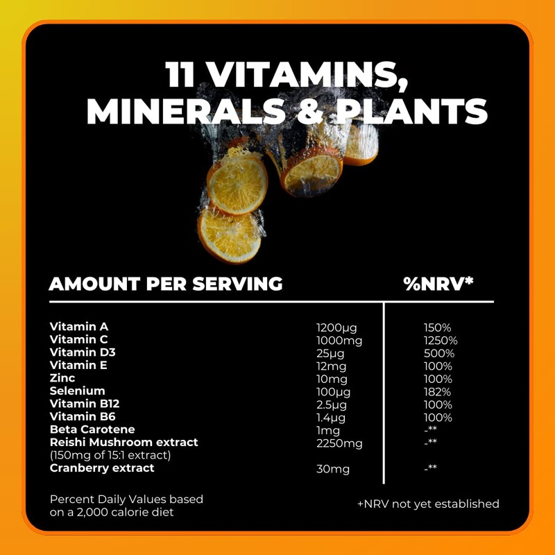 Tonic Health Daily Immunity Tablets - 4-in-1 Effervescent Multivitamins, Minerals