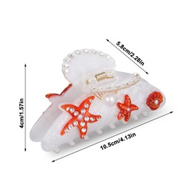 Starfish and Seashell Hair Claw Clip, Elegant Acrylic Cute Beach Shell Hair Clip Stylish Summer Beach Accessory for Women