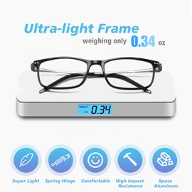 2 Pack Superior Lightweight Progressive Multifocus Reading Glasses Men, Aluminum Arm TR90 Frame Blue Light Blocking Spring Hinge Computer Readers(for Mid-Near Range approx 3ft,+2.5)