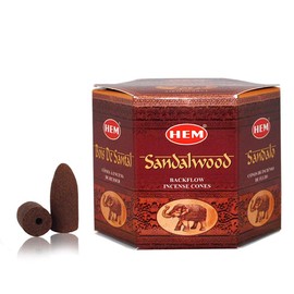 Backflow Incense Cones (Sandalwood) Total 40 Cones - Hem Incense from India