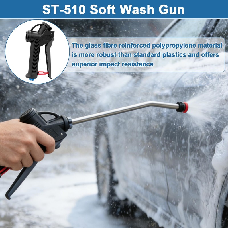 LukeTarp ST-510 Soft-Wash Spray Gun, 18.5 GPM, 365 PSI, Inlet