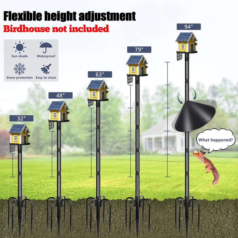 Gtongoko Smart Bird Feeder Pole Squirrel Proof 1-Inch Dia 94