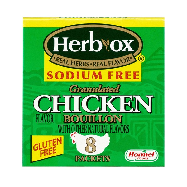 HERB-OX Sodium Free Chicken Bouillon Packets, 1.5 oz, (Pack of 12)