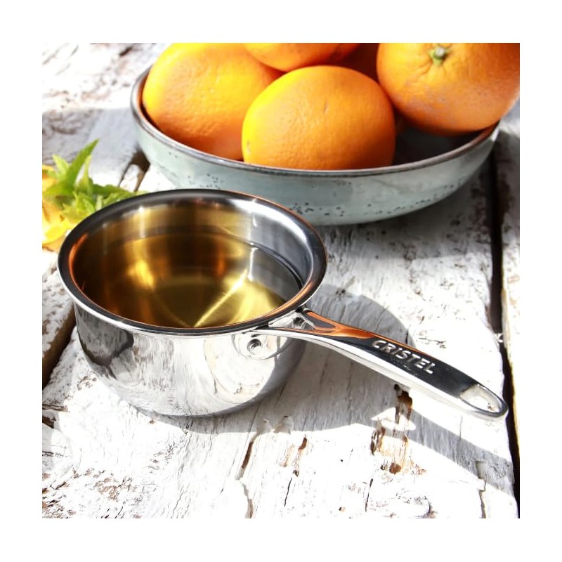Cristel Castel'Pro Mini Stainless Steel Saucepan, 3-ply Construction, Safe for