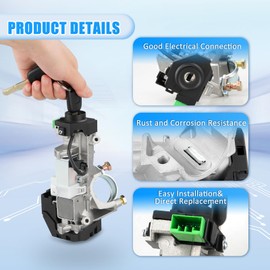 Bestview Ignition Lock Cylinder Switch Fit for Honda Civic 1.3L 1.7L 2003 2004 2005，Ignition Lock Assembly with 2 Keys(with Chip)，Pack of 1