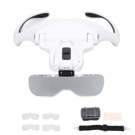 Magnifying Glasses for Eyelash Extensions with 2 LED Light Headband, Salon Magnifying 5 Magnification Lens Lash Extensions Tool