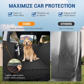 Dog Car Seat Cover for Back Seat with Storage Bag - Hard Bottom Back Seat Pet Cover for Dogs with 2 Dog Safety Belts - Waterproof Back Seat Extender for Dogs - Scratch Proof & Anti Slip, Holds 400 lbs