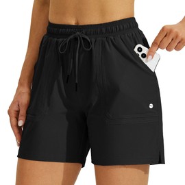Willit - Pantalones cortos de senderismo para mujer, de 5 pulgadas, para golf, atletismo, para exteriores, de secado rápido, pantalones cortos de verano con bolsillos
