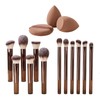 Brochas de Maquillaje Profesional 15 Set,Maquillaje con Esponja Multifuncional,Aluminio con