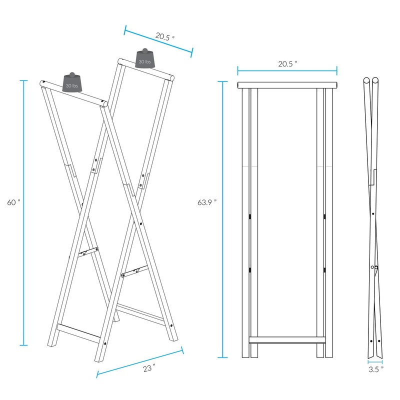 Casual Home Solid Wood Folding Clothing Garment Laundry Drying Rack,