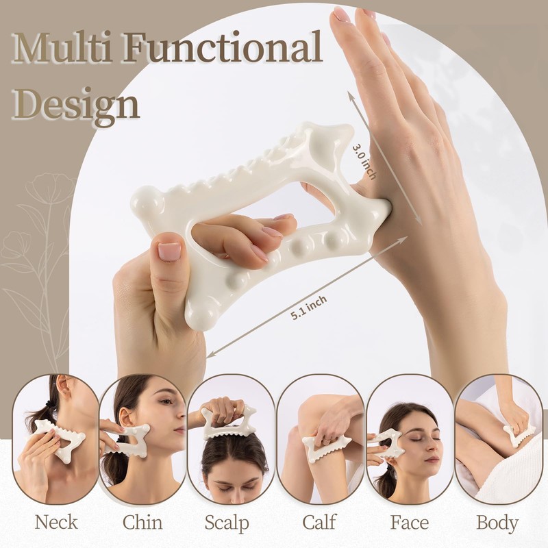 InfiniteRelax Ceramic Gua Sha Massage Tool, Advanced Face&Body Gua Sha