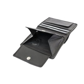 Mini Wallet Extra Flat in Portrait Format Thin Flat Wallet with RFID Protection, Block Film with Gift Box LEAS in Real Leather, Black, black, Mini wallet