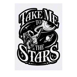 'Take Me To The Stars with Astronaut' Temporary Tattoo - Water Resistant, Skin-Safe, Non-Toxic Transfer (TO00080441)