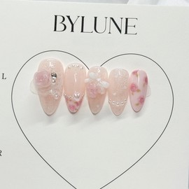 Vintage Rose Handmade Nail Tips Nail Tips - Short Oval / 빈티지 로즈 수제네일팁 네일팁 - 숏오발