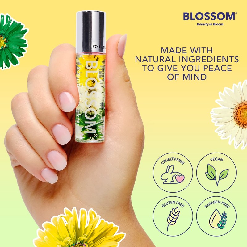 Blossom Roll on Lip Gloss, Scented Clear High Shine Moisturizing