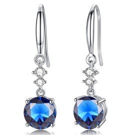 Ohrringe Silber 925 Hängend Silberohrringe 925 Damen Saphir Zirkonia Geburtsstein Geburtstag Geschenk