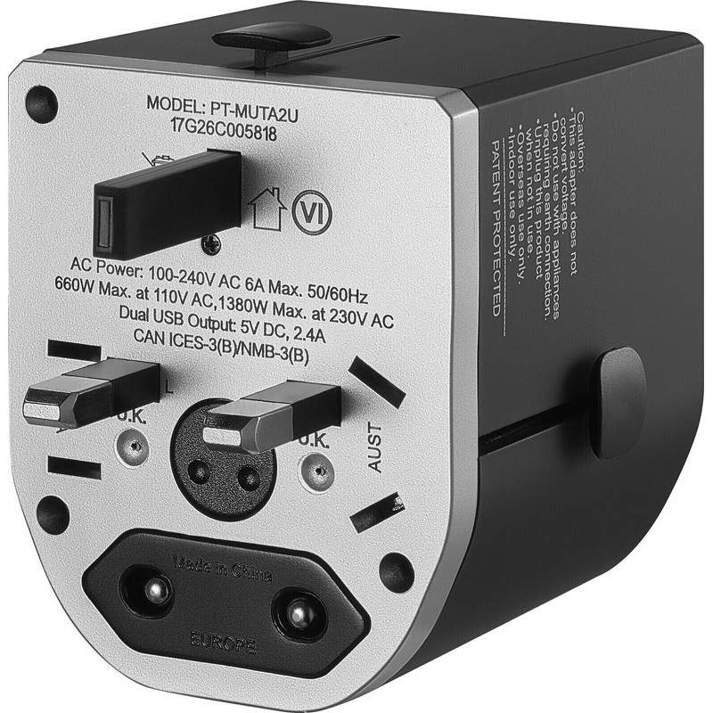 INSIGNIA Platinum - All-in-One Travel Adapter with 2 USB Ports