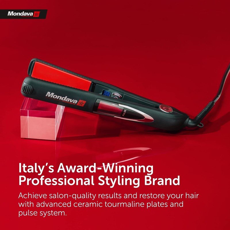 Mondava Professional Ceramic Tourmaline Hair Straightener Flat Iron and Curler,