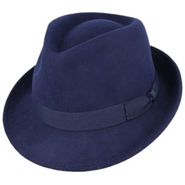 Znor Trilby Wool Hat Waterproof Fedora Winter Hats For Men Sun Protection Handmade Party Hats For Men Uk [ Navy-L ]