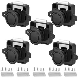 MTSmart Keyless RV Cabinet Locks with Large Push Button, ABS RV Cabinet Catch Lock for RV Motorhome Trailer Caravan Van Yachts Boats (Black, Pack of 5)