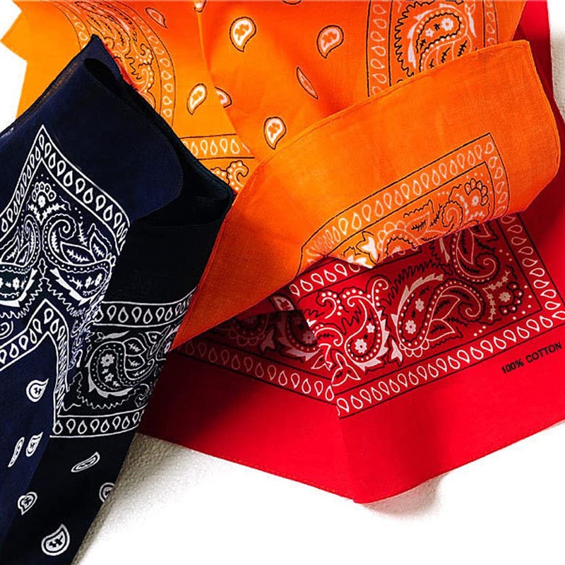 Trifong Bandana, 100% Cotton, Cashew Nut Pattern, Paisley Handkerchief, Unisex,