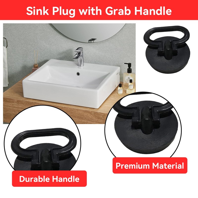 2 Pieces Plastic Sink Plug with Easy Lift Grab Handle,Anti-Smell