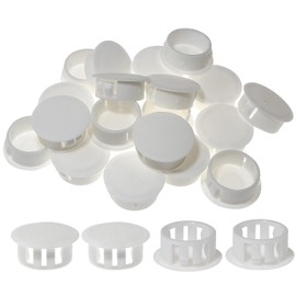 Moicstiy 30 PCS White Hole Plugs - 7/8 inch (22mm) Plastic Flush Type Hole Plugs Snap in Locking Hole Tube, Used for Furniture, Cabinet, Pipe & Tube, Round End Caps Cover Inserts