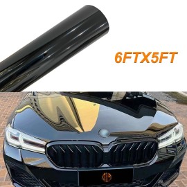 Olimia 72"x60" Ultra Gloss PET Liner Black Vinyl Wrap Air Release Bubble Free 6FT x 5FT