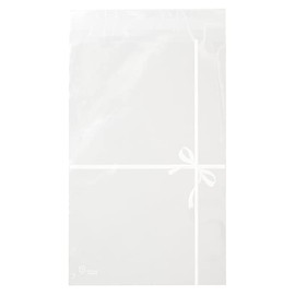 HEADS CLA-TO2 OPP Bag, Made in Japan, 5.9 x 9.1 x 1.1 inches (15 x 23 + 3 cm), Small, Clear, 50 Pieces, Ribbon Design, Taped Bag
