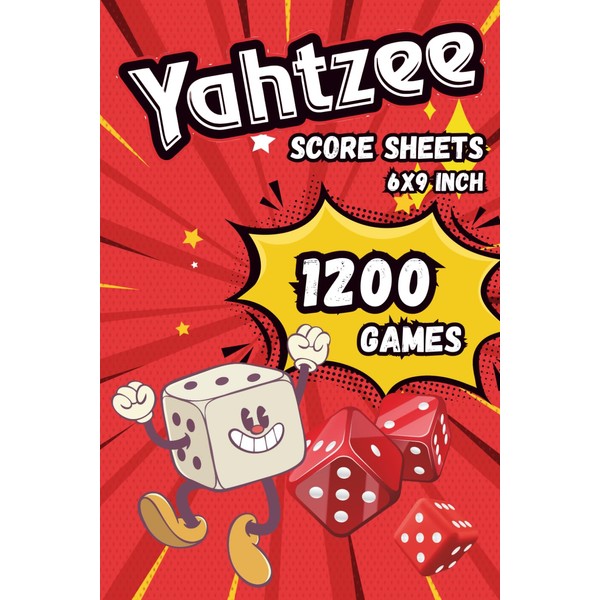 Yahtzee Score Sheets 6x9 inch: 1200 Score Games for Scorekeeping