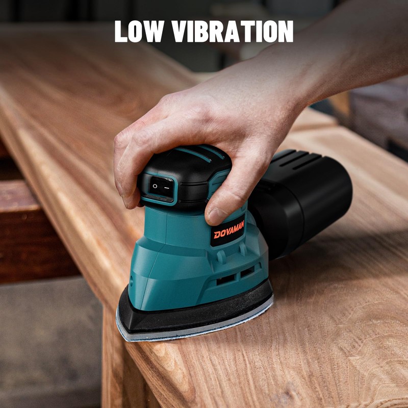 DOVAMAN DLS03A Detail Sander, 130W Palm Sander Tool, Dust Collection