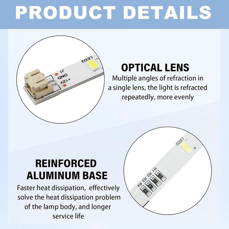 Pack of 4 LED Light Strips for Rongsheng/Hisense Refrigerator, Light