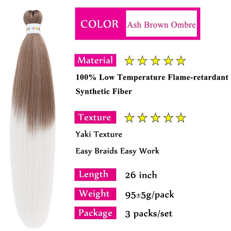 Ombre Ash Brown Braiding Hair Extensions Synthetic Hair For Braiding