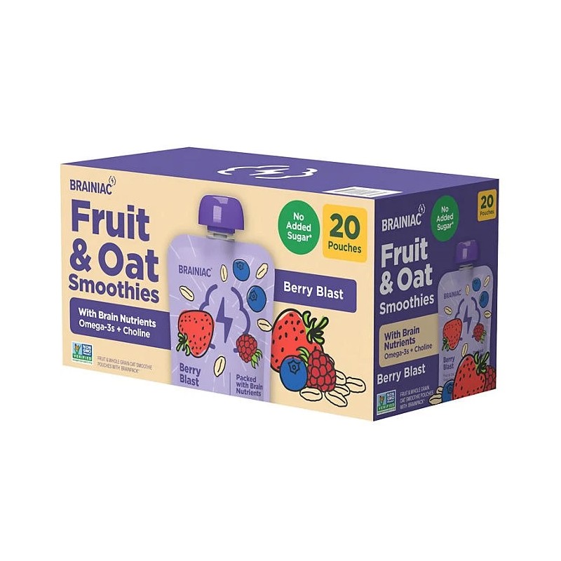 Brainiac Fruit and Oat Smoothie Pouches, 20 pk.