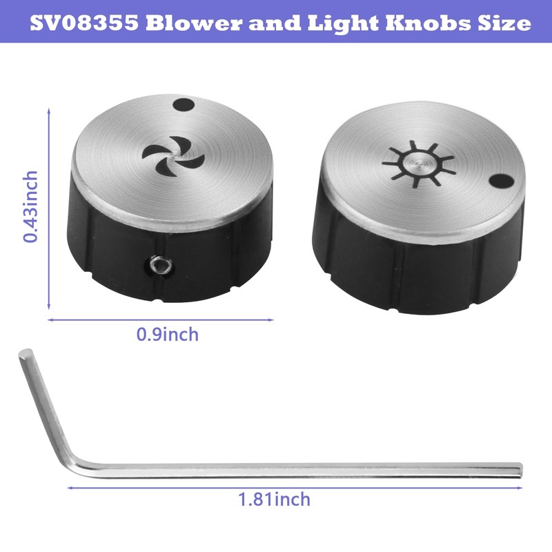 IWIWE 2026 Upgrade SV08355 Hood Knob Replacement Kits,Blower and Light
