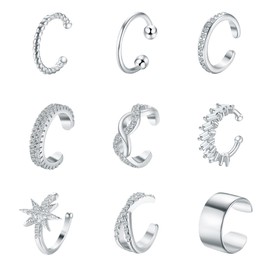 Dochais 9 Piece Ear Cuff Set Women's Ear Cuff Earrings Earcuffs Set Ear Cuff Helix Cartilage Ear Cuff Without Ear Piercing Ear Clips Girls Wrap Earring Fake Pircings Ear Cuffs Ear Cuff Earring,