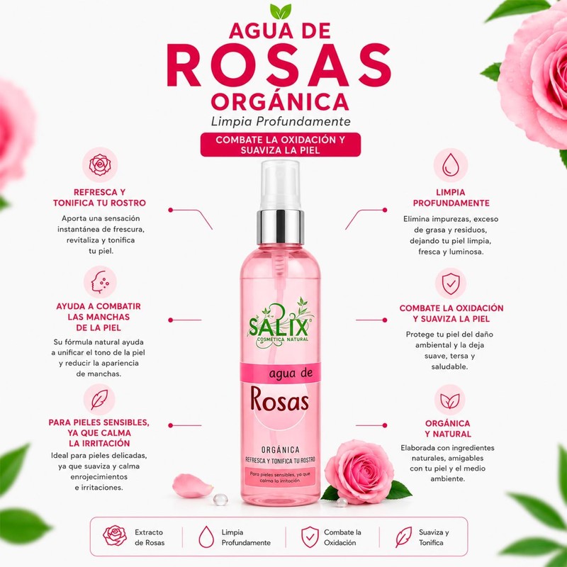 Salix Kit Hidratante Skincare con Crema Rosas Serum Oil y