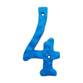 BetLight 5.5 Inch High Cast Iron House Number, Solid Hammered Home Address Numbers-Elegant Blue Finished-Number 4