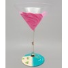 Pink Flamingo Themed Martini Glass - Hand Painted - Tropical