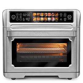 Air Fryer Toaster Oven, SEEDEEM 25L Countertop Convection Oven with Color LCD Display and Touch Screen, 14-in-1 Functions, Stainless Steel Smart Oven with Preset and Timer, Silver Metallic
