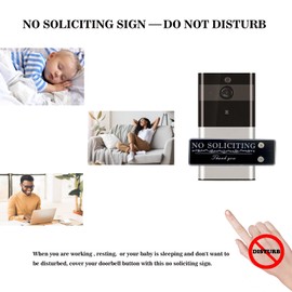 MOONOON No Soliciting Sign for House, Universal Fitting Doorbell Cover That Rotates From NO SOLICITING to WELCOME, Flipable No Solicitors Sign for Ring Doorbell,Do Not Disturb When Babies Are Sleeping, Do Not Ring Doorbell Sign (Black+White, Right)